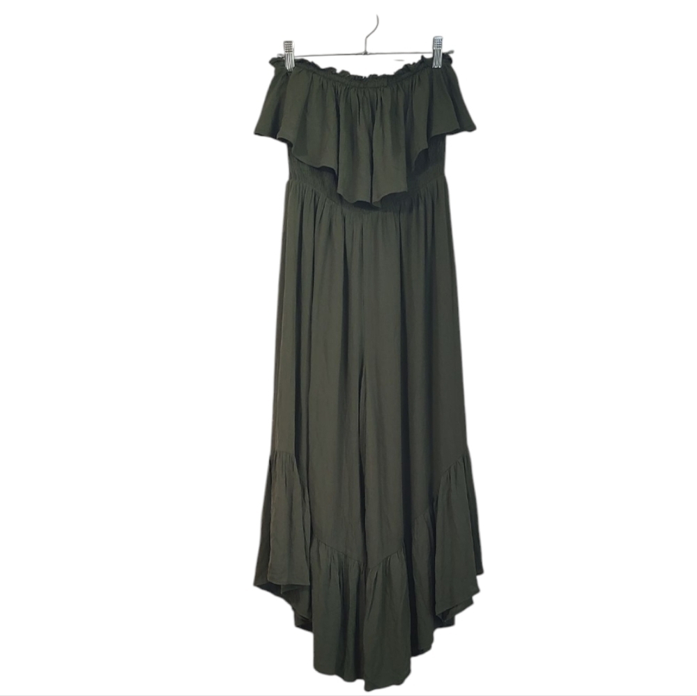 Lush Green Strapless Wide Leg Jumpsuit Size S